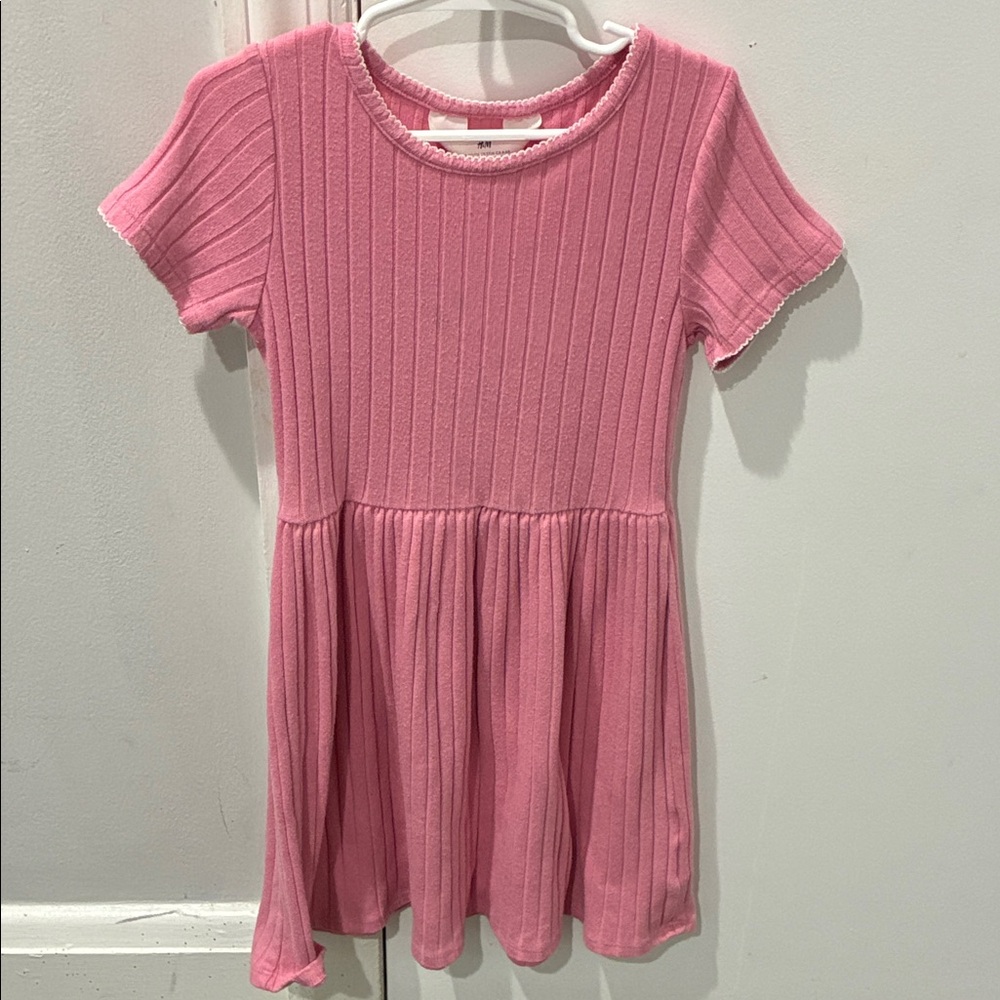 H&M Charming Pink Ribbed Kids Dress Size 5/6